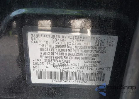 2018 Nissan Sentra S from USA, damaged, VIN 3N1AB7AP4JY288392